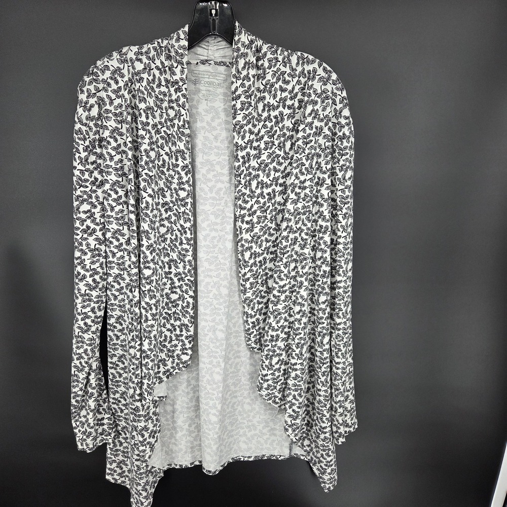 Coolibar UPF 50+ Sun Protection Leaf Print Open Front Cardigan Medium